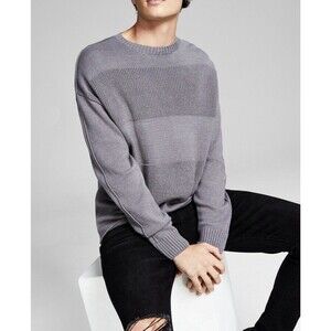 AND NOW THIS New  Men's Textured Knit Sweater Gray Relaxed Fit Crew Neck XL